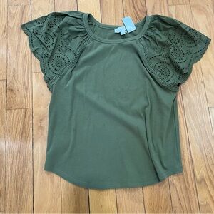 LOFT Eyelet Flutter Sleeve Top